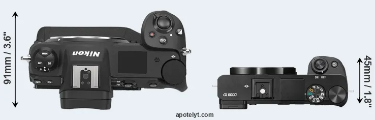 Compare Z9 versus A6000 top