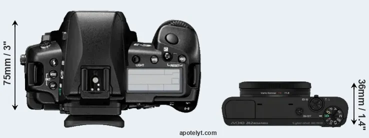 Compare E-3 versus RX100 top