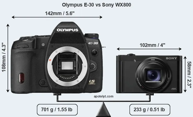 Size Olympus E-30 vs Sony WX800