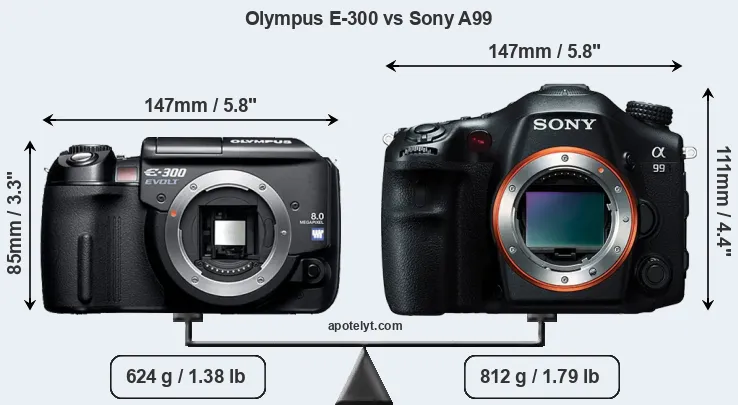 Size Olympus E-300 vs Sony A99