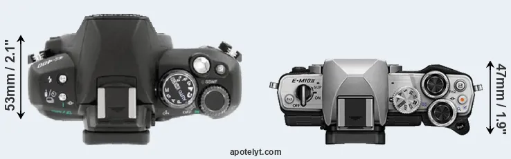 Compare E-400 versus E-M10 II top