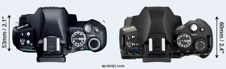 Compare E-410 versus E-620 top