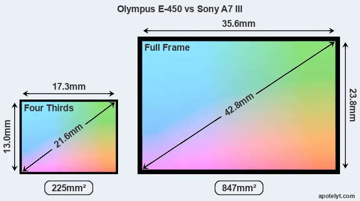 Olympus E-450 and Sony A7 III sensor measures