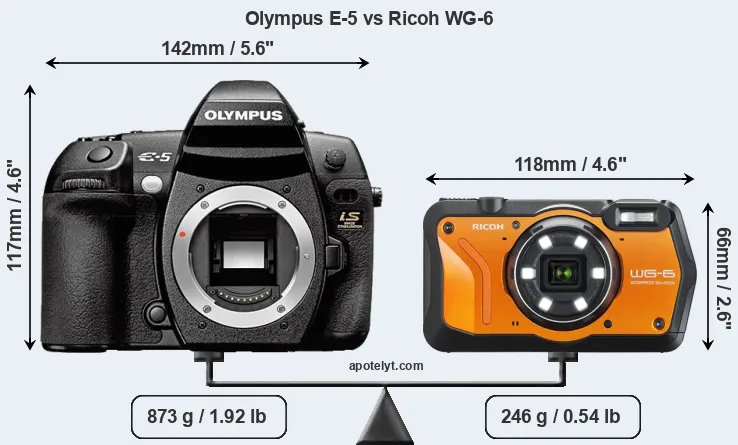 Size Olympus E-5 vs Ricoh WG-6