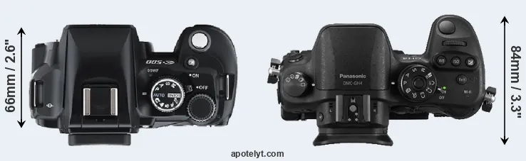 Compare E-500 versus GH4 top