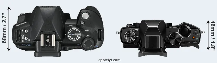 Compare E-520 versus E-M10 top