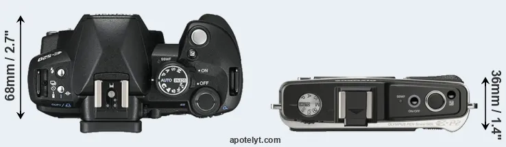 Compare E-520 versus E-P2 top
