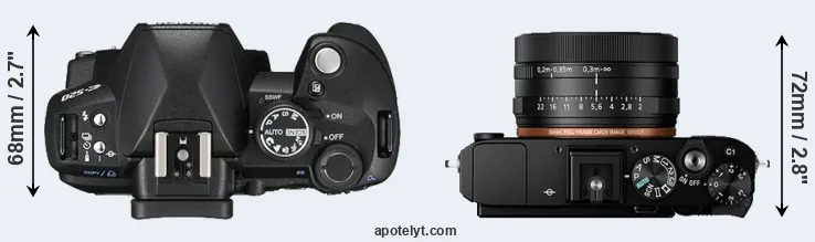 Compare E-520 versus RX1R II top