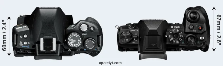 Compare E-600 versus E-M1 II top