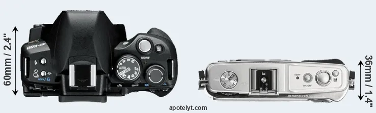 Compare E-600 versus E-P1 top
