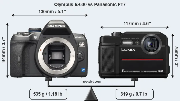 Size Olympus E-600 vs Panasonic FT7
