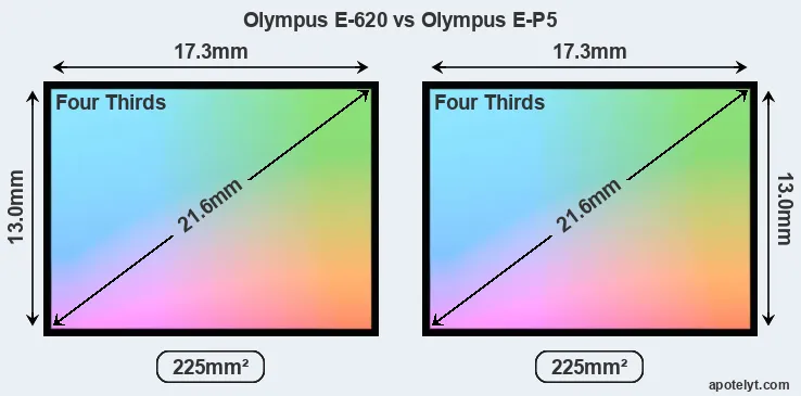 Olympus E-620 and Olympus E-P5 sensor measures