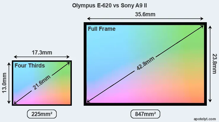 Olympus E-620 and Sony A9 II sensor measures