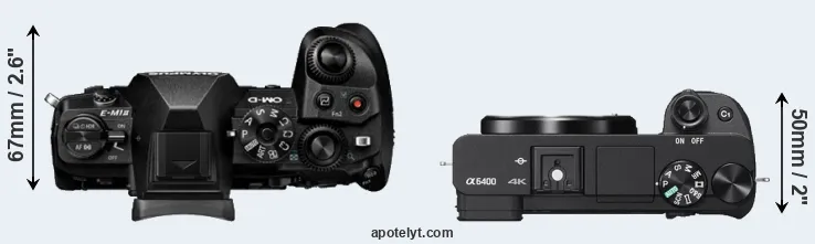 Compare E-M1 II versus A6400 top
