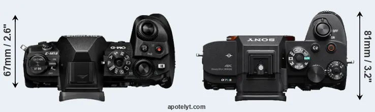 Compare E-M1 II versus A7S III top
