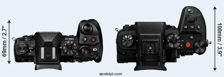 Compare E-M1 III versus GH6 top