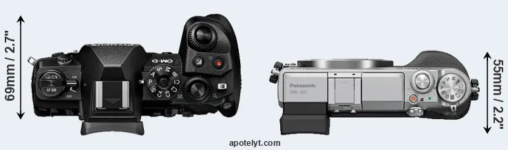 Compare E-M1 III versus GX7 top