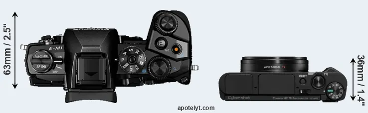 Compare E-M1 versus HX95 top