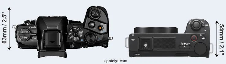 Compare E-M1 versus ZV-E10 II top