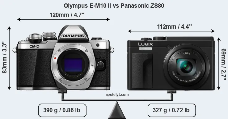 Size Olympus E-M10 II vs Panasonic ZS80