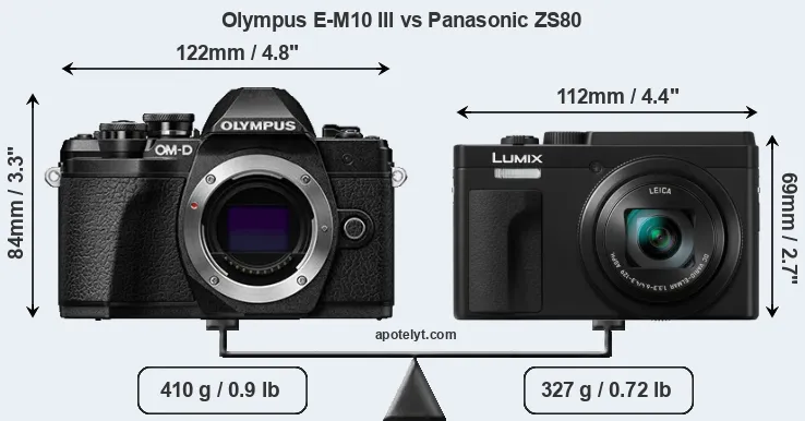 Size Olympus E-M10 III vs Panasonic ZS80