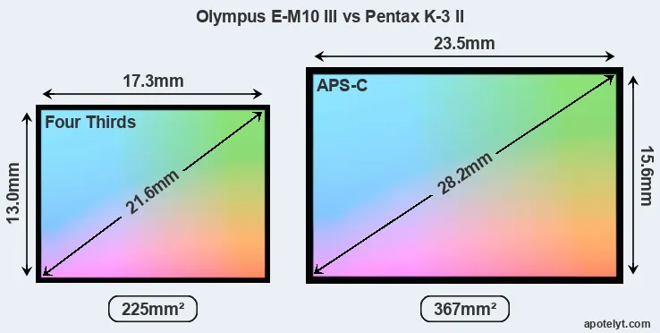 Olympus E-M10 III and Pentax K-3 II sensor measures