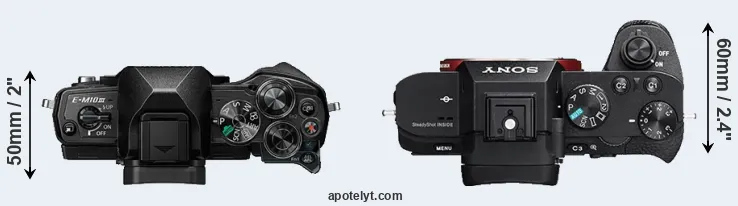 Compare E-M10 III versus A7R II top