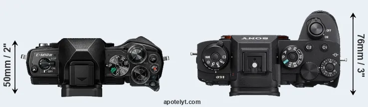 Compare E-M10 III versus A9 II top
