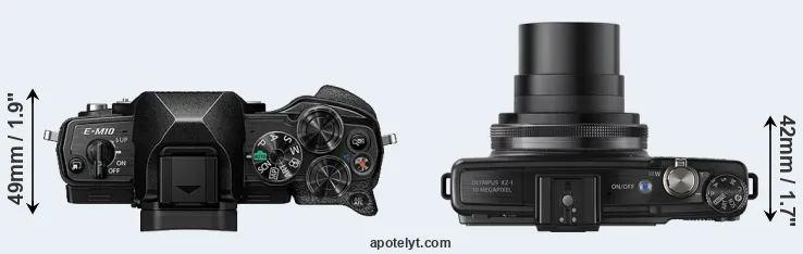 Compare E-M10 IV versus XZ-1 top