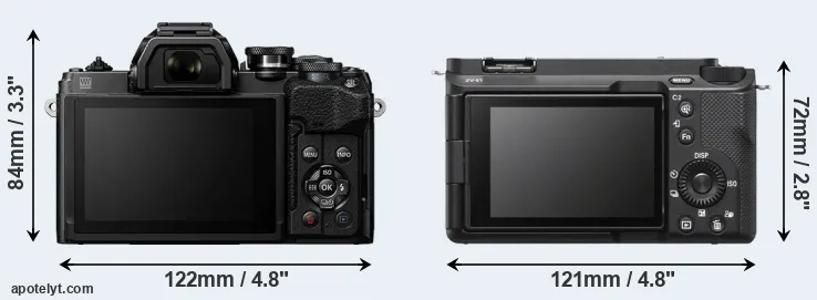 Comparison E-M10 IV or ZV-E1 rear
