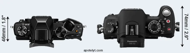 Compare E-M10 versus G2 top