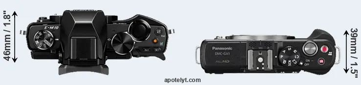 Compare E-M10 versus GX1 top