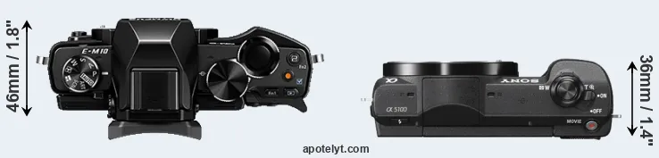 Compare E-M10 versus A5100 top