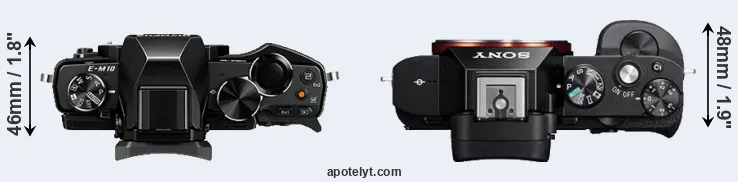 Compare E-M10 versus A7 top