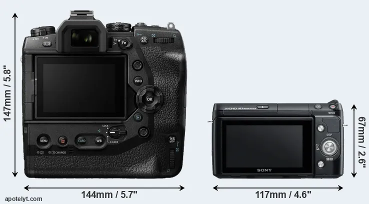 Comparison E-M1X or NEX-F3 rear