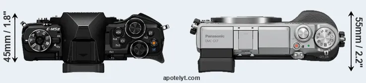 Compare E-M5 II versus GX7 top