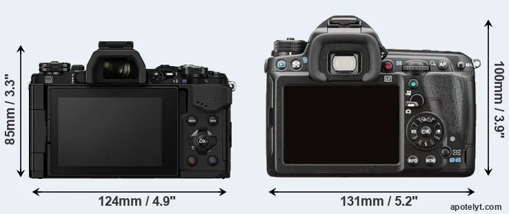 Comparison E-M5 II or K-3 II rear