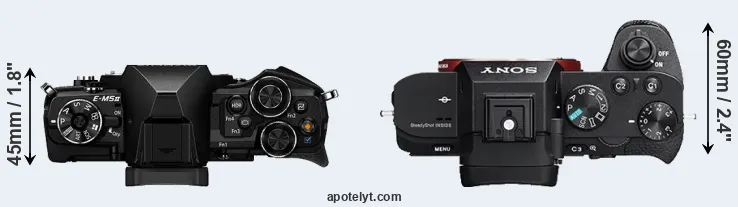 Compare E-M5 II versus A7R II top