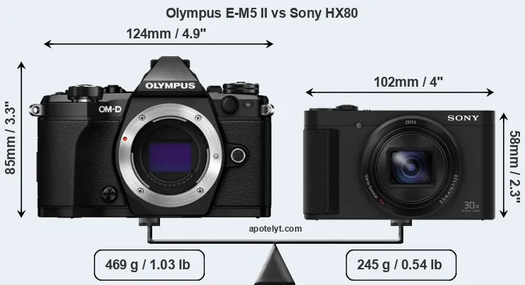Size Olympus E-M5 II vs Sony HX80