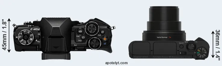 Compare E-M5 II versus HX80 top