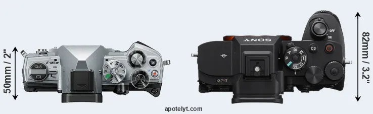 Compare E-M5 III versus A7R V top