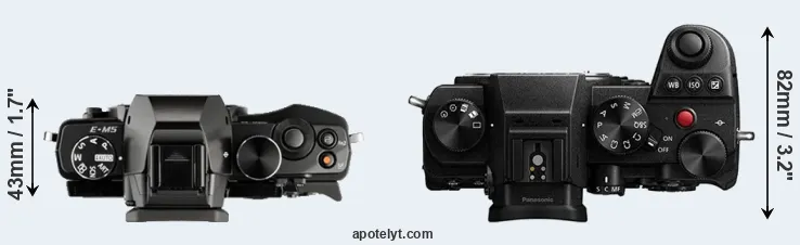 Compare E-M5 versus S5 top