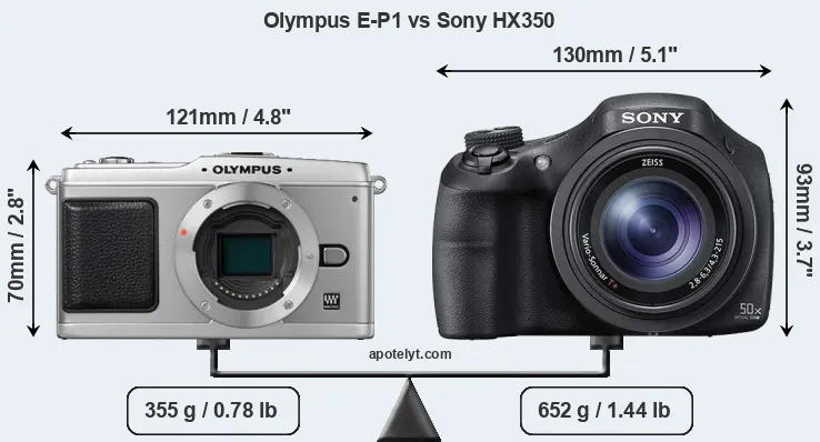 Size Olympus E-P1 vs Sony HX350