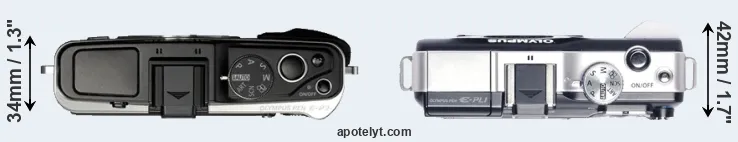 Compare E-P3 versus E-PL1 top