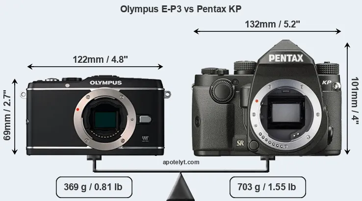 Size Olympus E-P3 vs Pentax KP