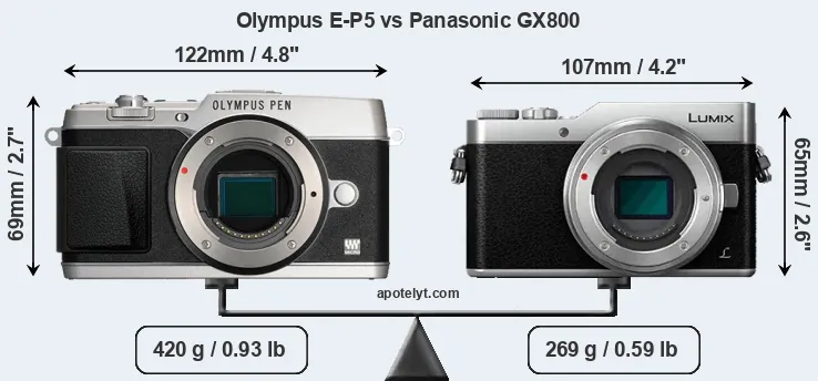 Size Olympus E-P5 vs Panasonic GX800