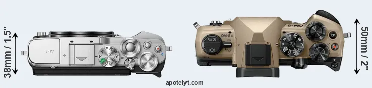 Compare E-P7 versus OM-5 II top