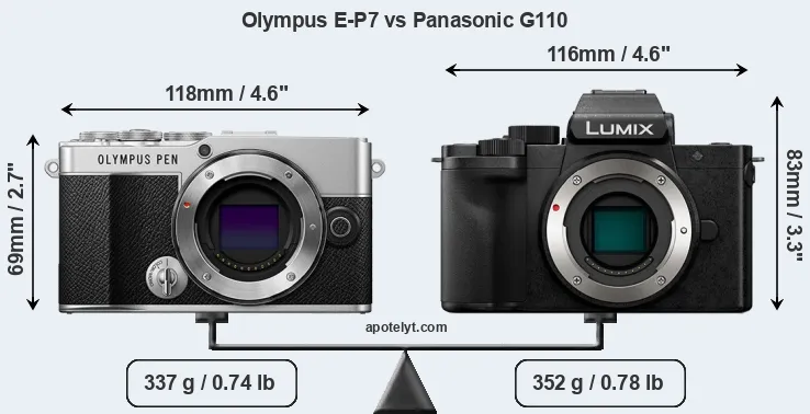 Size Olympus E-P7 vs Panasonic G110
