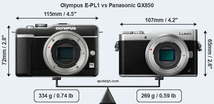 Size Olympus E-PL1 vs Panasonic GX850