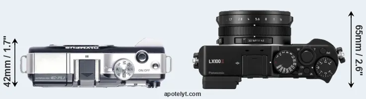 Compare E-PL1 versus LX100 II top
